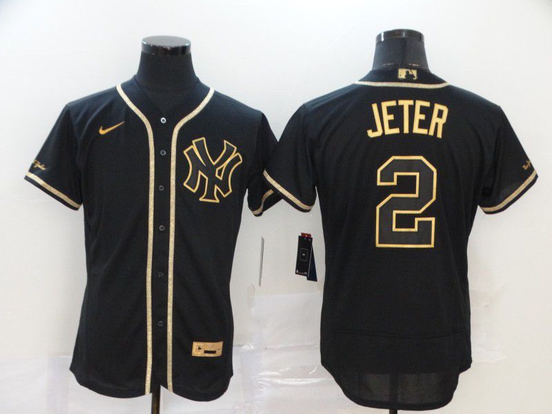 Men New York Yankees #2 Jeter Black Nike Elite MLB Jerseys->new york yankees->MLB Jersey